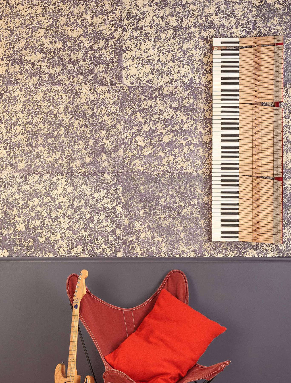 Handcrafted Batik Wallpaper |  Purple Flower Power by Le Monde Sauvage