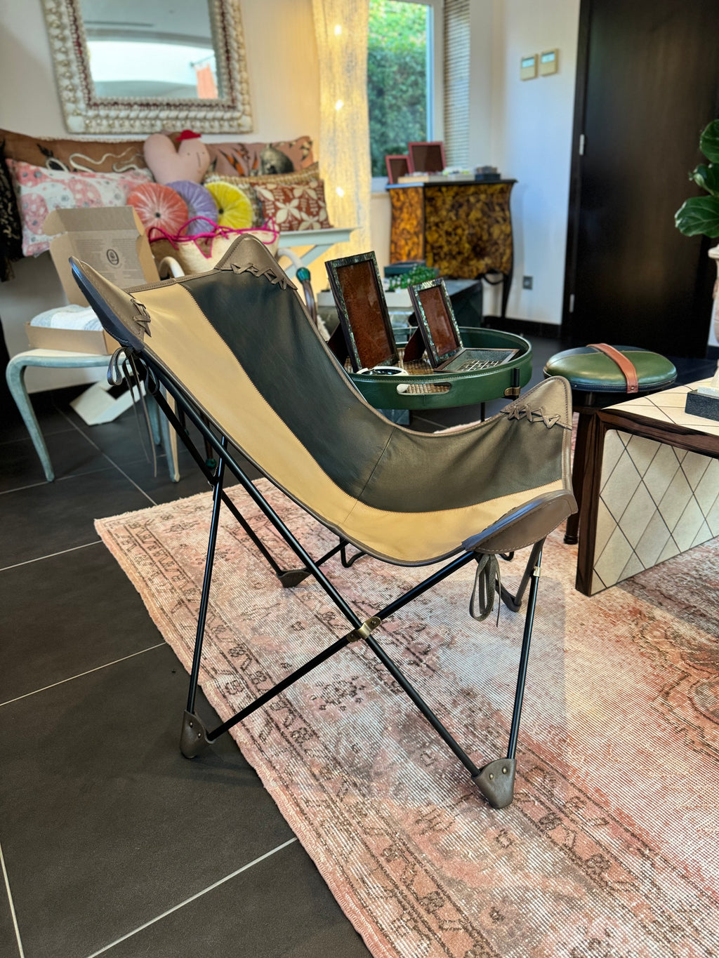Boho Leather Lounge Chair by Prizmic & Brill