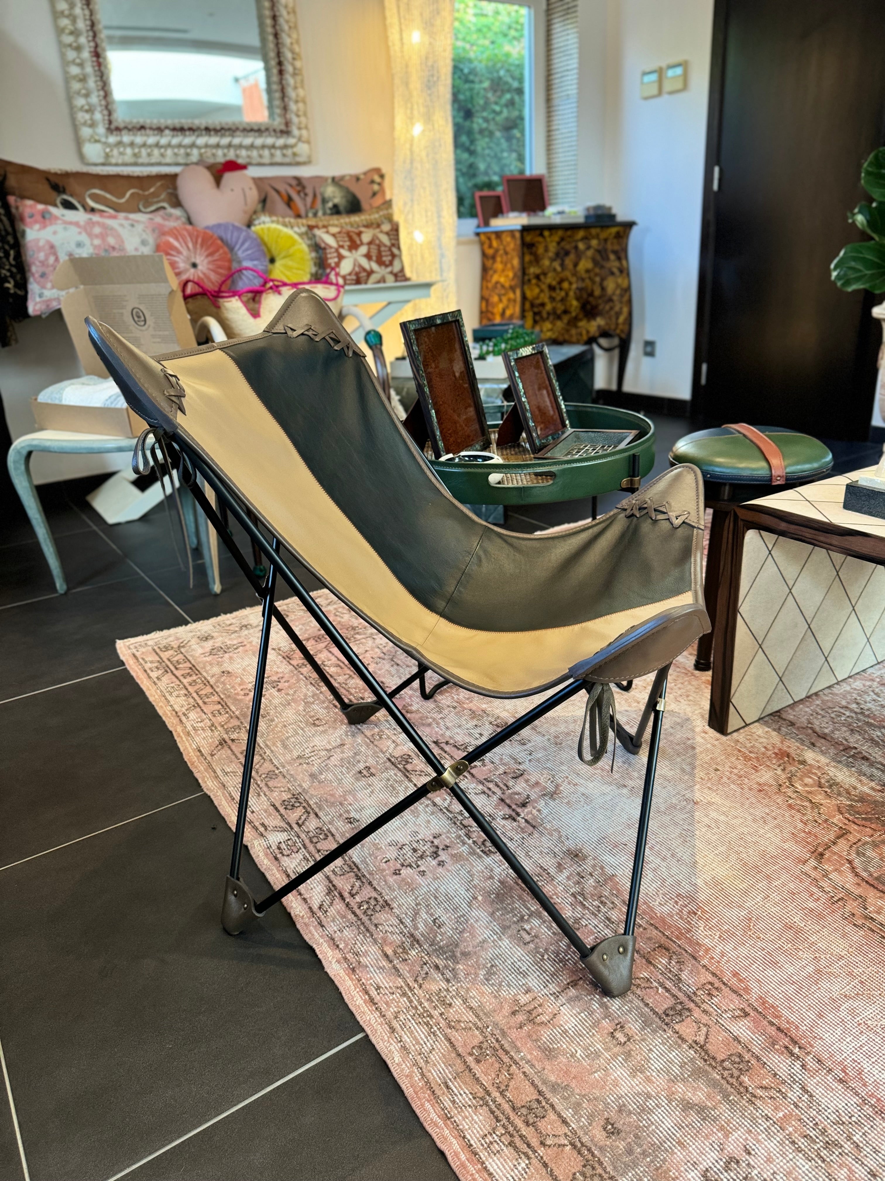 Boho Leather Lounge Chair by Prizmic & Brill