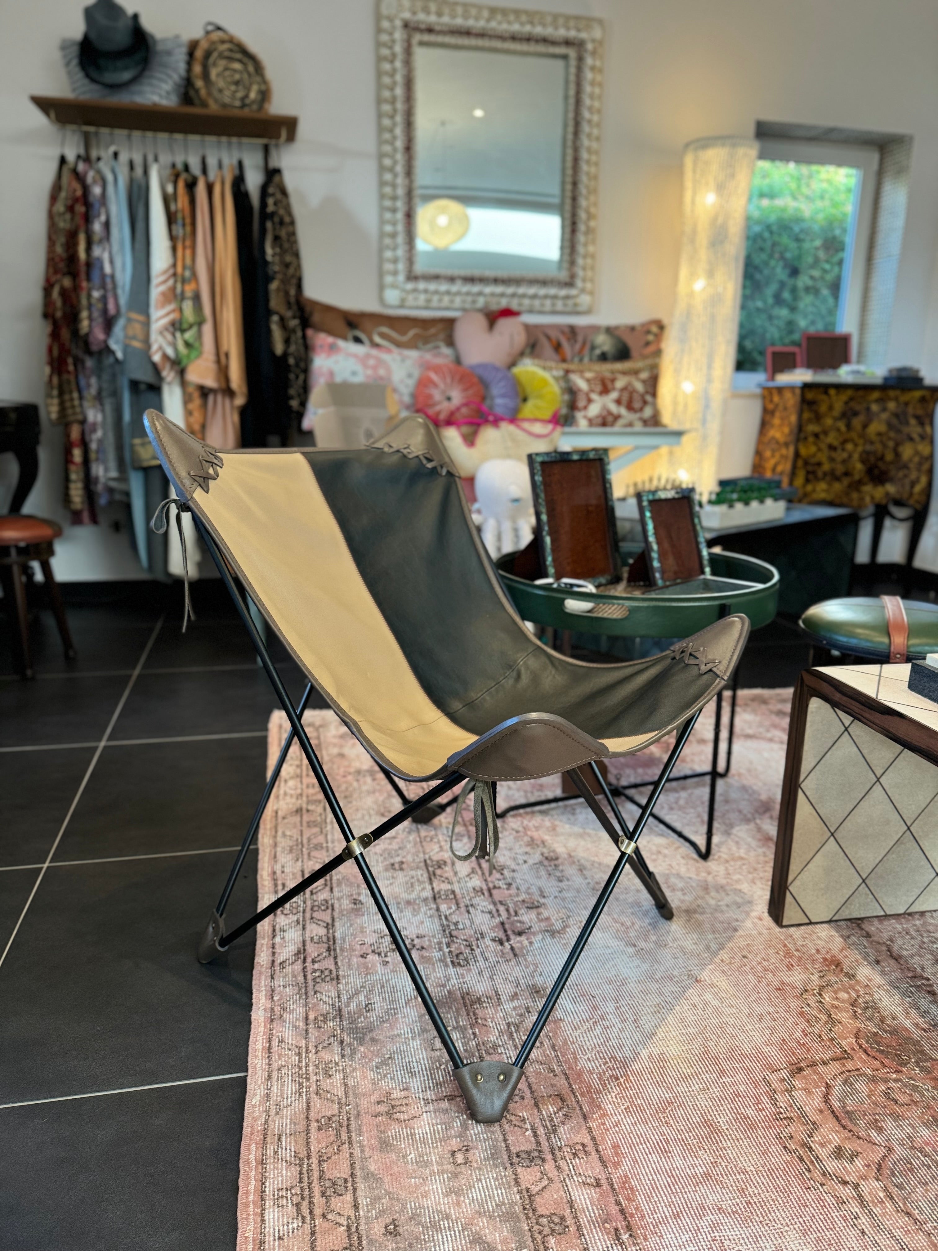 Boho Leather Lounge Chair by Prizmic & Brill