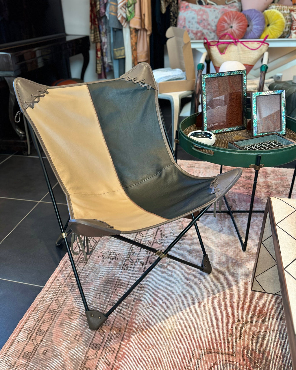 Boho Leather Lounge Chair by Prizmic & Brill