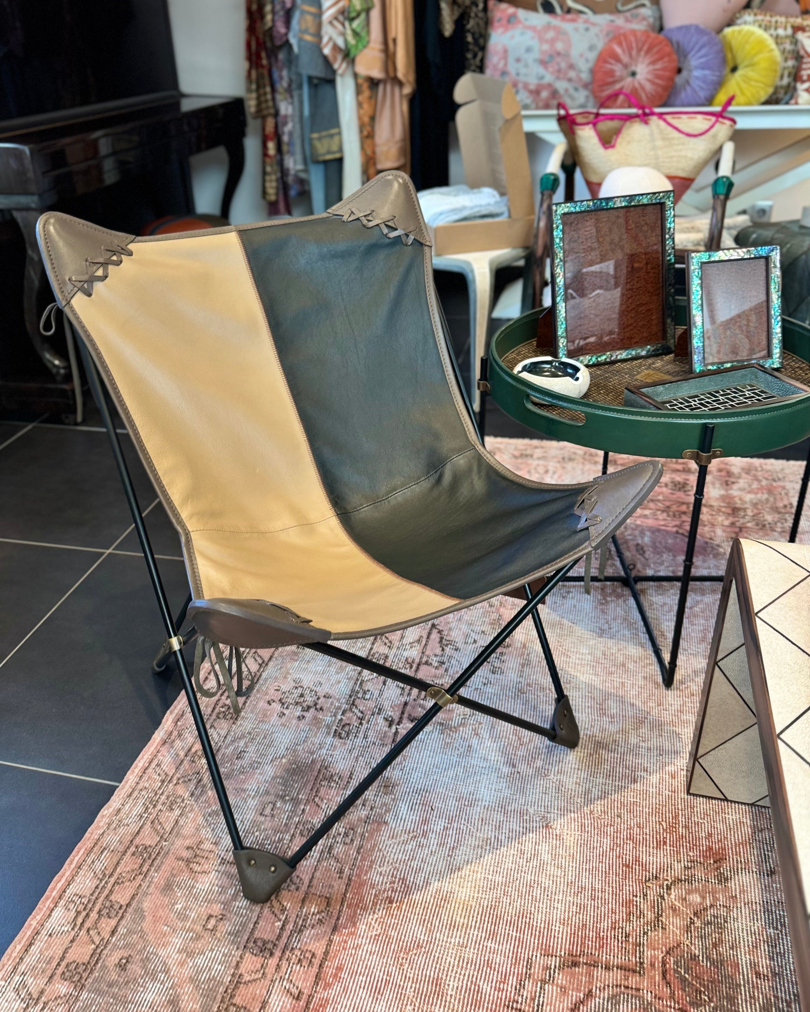 Boho Leather Lounge Chair by Prizmic & Brill