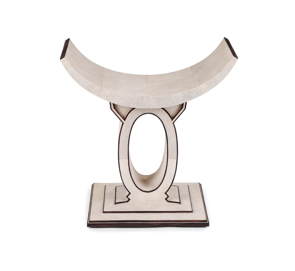 Pierre Legrain Inspired Stool - Antique Shagreen with Ebony Trim