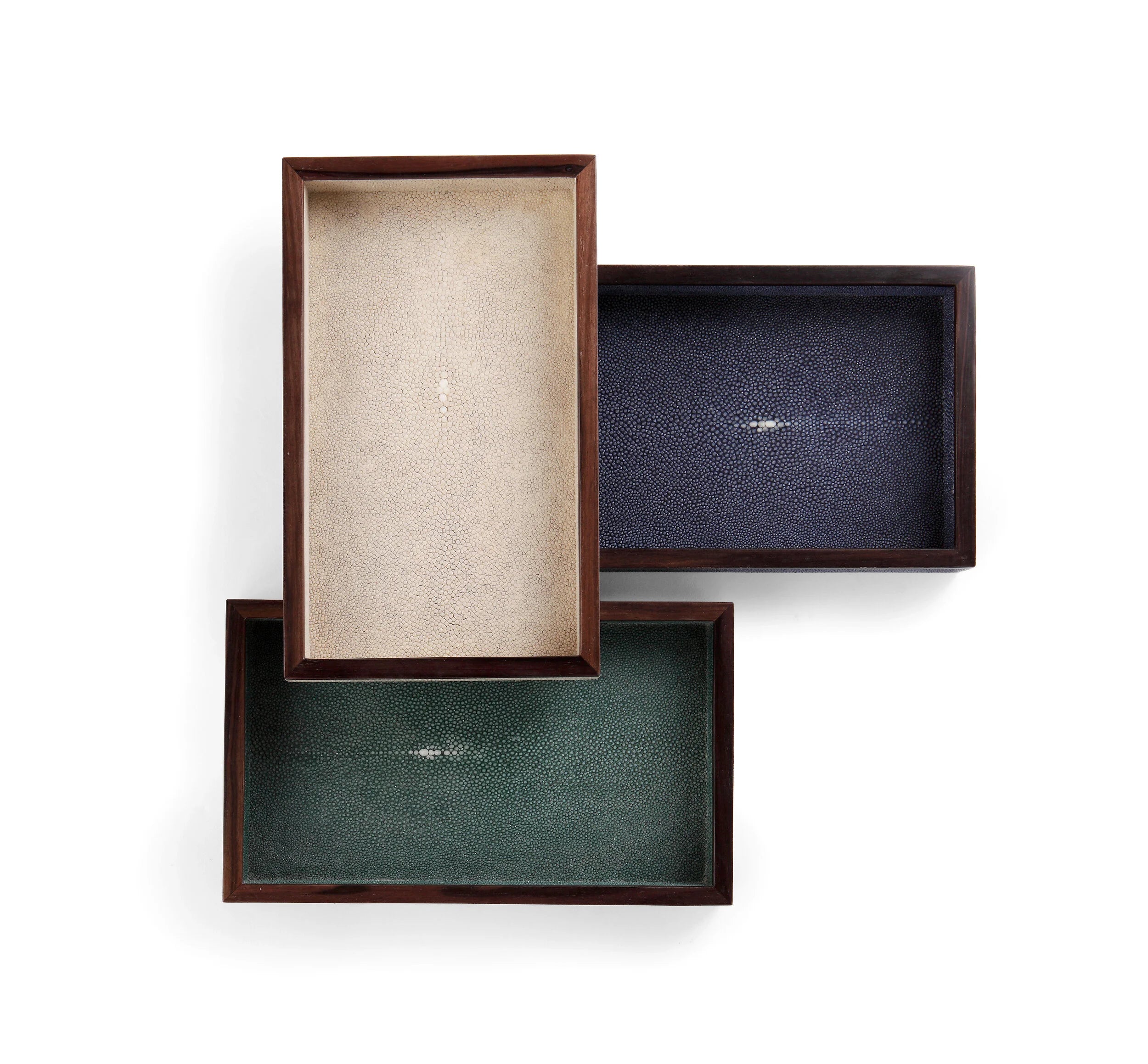 Modern Shagreen Key Tray with Ebony Trim by La Galuche