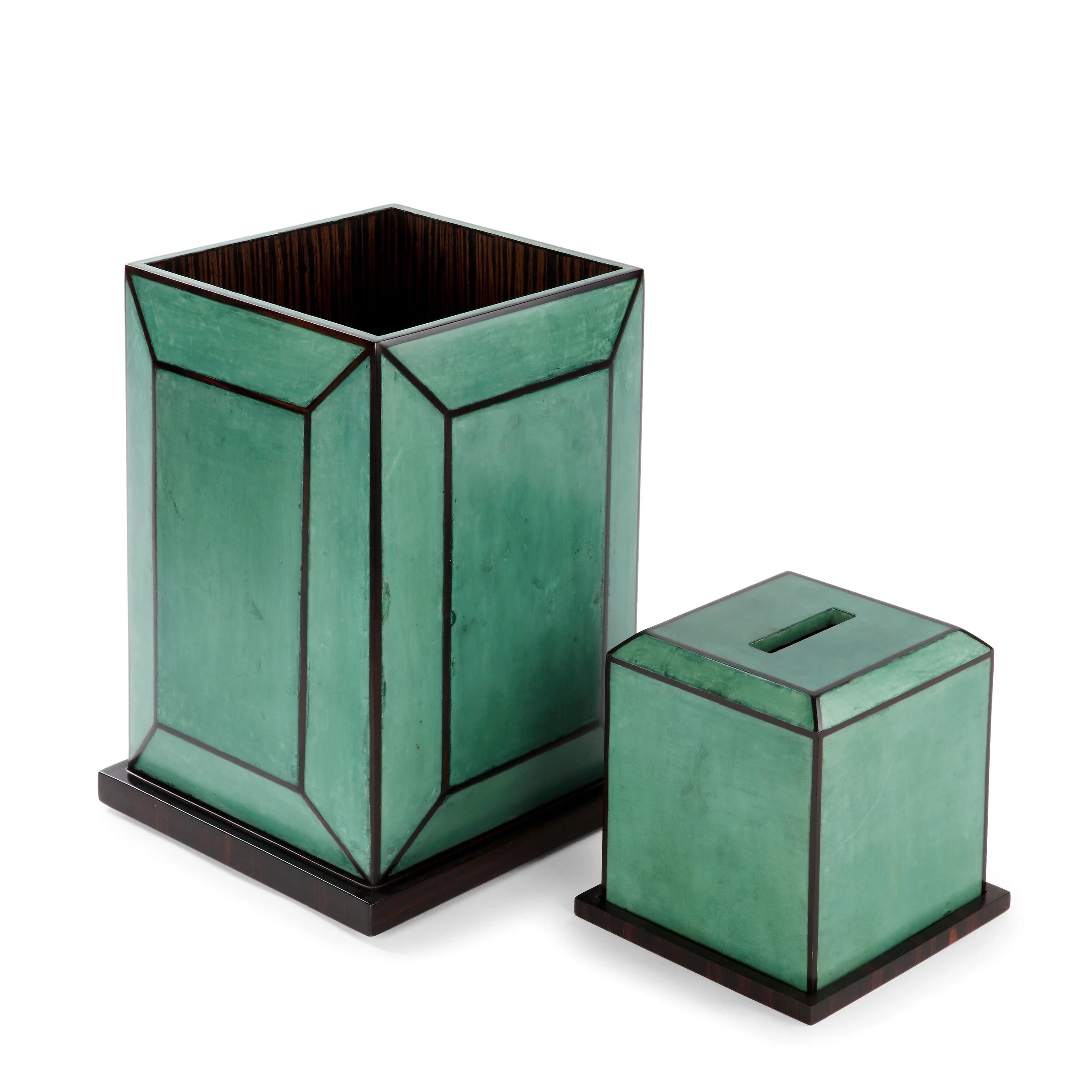 Art Deco Desk Set - Parchment Leather & Ebony by La Galuche