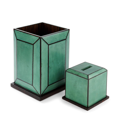 Art Deco Desk Set - Parchment Leather & Ebony by La Galuche