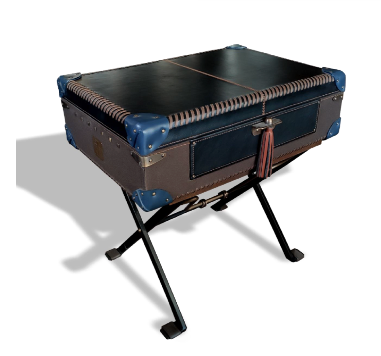 Boho Leather Trunk Side Table Prizmic & Brill