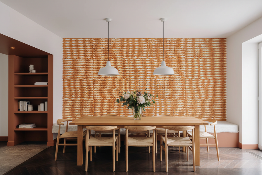 Dining Area with Diamond Batik Wallpaper