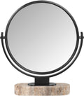 Leila Mirror - Steel, Glass & Grey Travertine